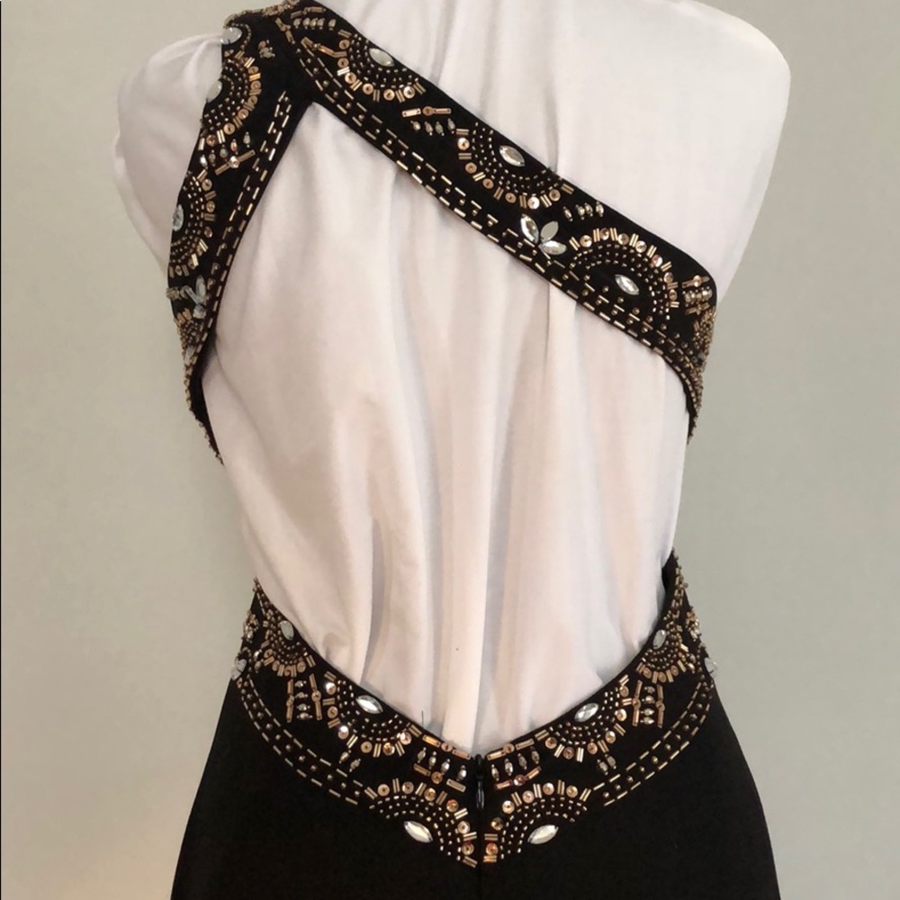 Black, off one shoulder, beaded, prom dress, sz 5 - Picture 4 of 8